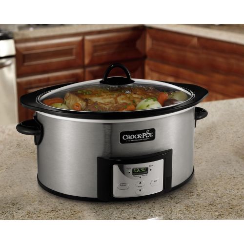 크록팟 [아마존베스트]CROCK-POT Crock-Pot SCCPVI600-S 6-Quart Countdown Programmable Oval Slow Cooker with Stove-Top Browning, Stainless Finish