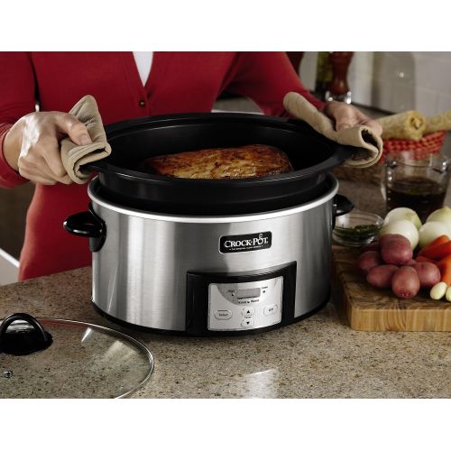 크록팟 [아마존베스트]CROCK-POT Crock-Pot SCCPVI600-S 6-Quart Countdown Programmable Oval Slow Cooker with Stove-Top Browning, Stainless Finish