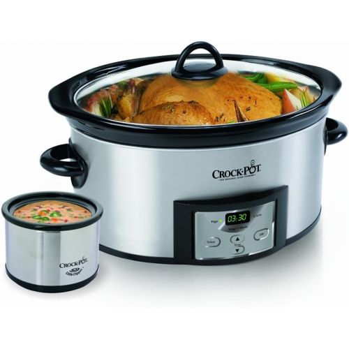 크록팟 [아마존베스트]CROCK-POT Crock-Pot 6-Quart Countdown Programmable Oval Slow Cooker with Dipper, Stainless Steel, SCCPVC605-S