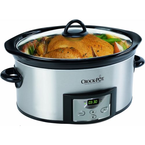 크록팟 [아마존베스트]CROCK-POT Crock-Pot 6-Quart Countdown Programmable Oval Slow Cooker with Dipper, Stainless Steel, SCCPVC605-S