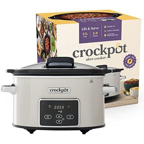  Crockpot Crock-Pot CSC060X Digitaler Lift-&-Serve-Schongarer mit 3,5 L Fassungsvermoegen Pilz & Chrom