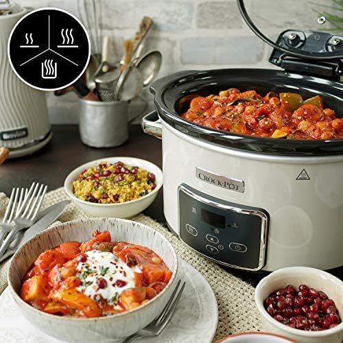  Crockpot Crock-Pot CSC060X Digitaler Lift-&-Serve-Schongarer mit 3,5 L Fassungsvermoegen Pilz & Chrom