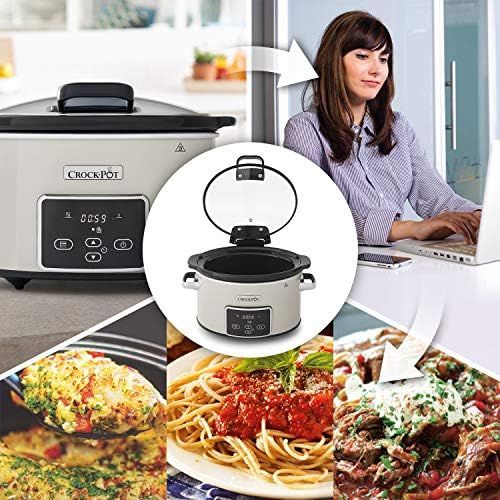  Crockpot Crock-Pot CSC060X Digitaler Lift-&-Serve-Schongarer mit 3,5 L Fassungsvermoegen Pilz & Chrom