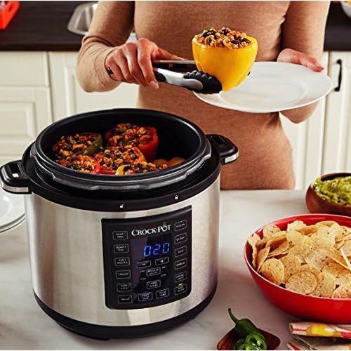 크록팟 Crock-Pot CSC051X 12-in-1 Programmierbarer Multikocher - Das Original aus den USA | Elektrischer Schnellkochtopf | Dampfgarer | Reiskocher | Schongarer | 5,6L | 1000W | Edelstahl