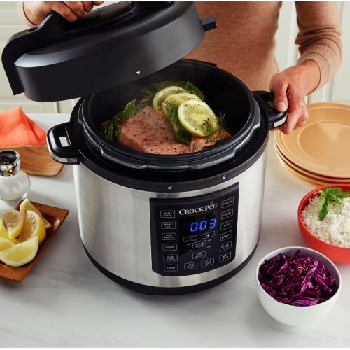 크록팟 Crock-Pot CSC051X 12-in-1 Programmierbarer Multikocher - Das Original aus den USA | Elektrischer Schnellkochtopf | Dampfgarer | Reiskocher | Schongarer | 5,6L | 1000W | Edelstahl