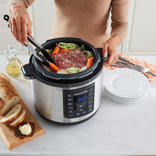 크록팟 Crock-Pot CSC051X 12-in-1 Programmierbarer Multikocher - Das Original aus den USA | Elektrischer Schnellkochtopf | Dampfgarer | Reiskocher | Schongarer | 5,6L | 1000W | Edelstahl