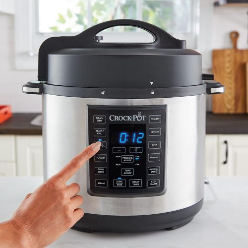 크록팟 Crock-Pot CSC051X 12-in-1 Programmierbarer Multikocher - Das Original aus den USA | Elektrischer Schnellkochtopf | Dampfgarer | Reiskocher | Schongarer | 5,6L | 1000W | Edelstahl