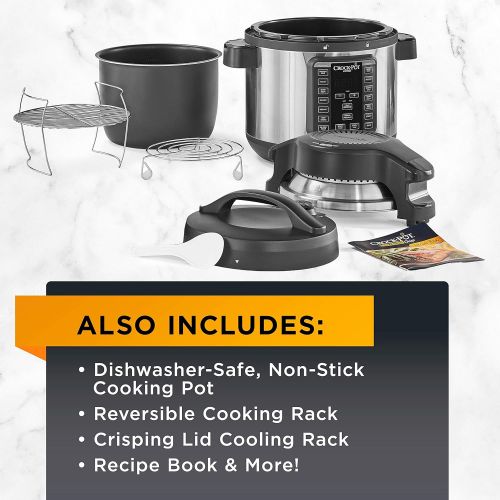  Crock-pot SCCPPA800-V1 Express Crisp 8-Quart Pressure Cooker Includes Air Fryer Lid, Stainless Steel