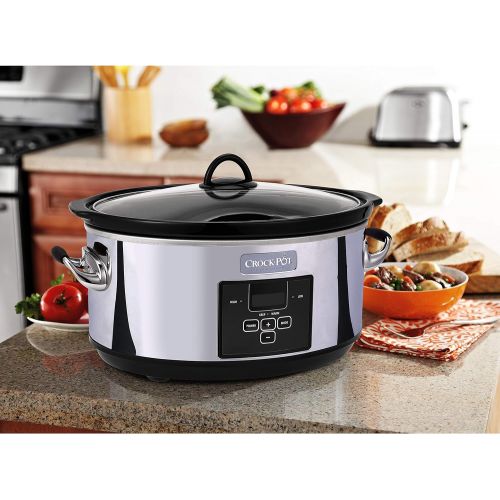  Crock-Pot 7 Quart Programmable Slow Cooker with Digital Countdown TimerPolished Platinum