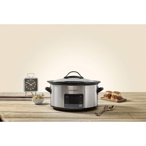  Crock-pot 2137020 MyTime Technology, 6-Quart Programmable Slow Cooker, Stainless Steel