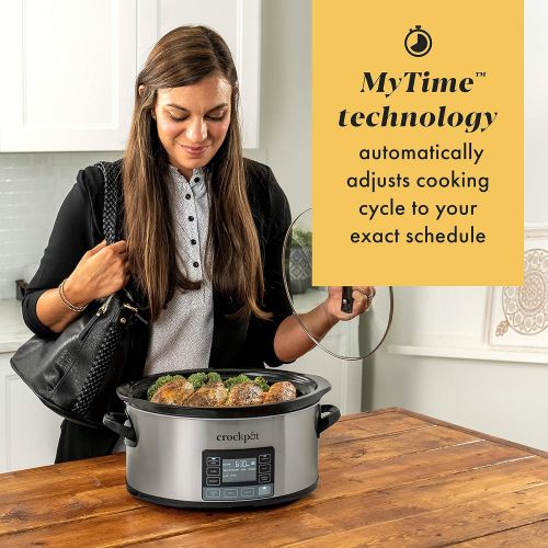  Crock-pot 2137020 MyTime Technology, 6-Quart Programmable Slow Cooker, Stainless Steel