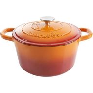 Crock Pot 109469.02 Artisan 5 Quart Round Enameled Cast Iron Dutch Oven, Sunset Orange