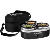 Crock-Pot 16-Ounce Little Triple Dipper Slow Cooker, Silver and Black, SCRMTD307-DK