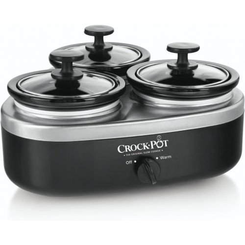  Crock-Pot 16-Ounce Little Triple Dipper Slow Cooker, Silver and Black, SCRMTD307-DK