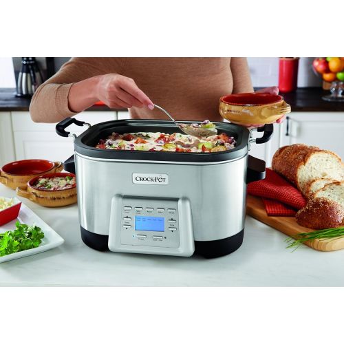  Crock-Pot 6-Quart 5-in-1 Multi-Cooker with Non-Stick Inner Pot, Stainless Steel