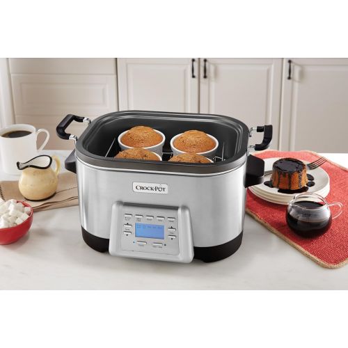  Crock-Pot 6-Quart 5-in-1 Multi-Cooker with Non-Stick Inner Pot, Stainless Steel