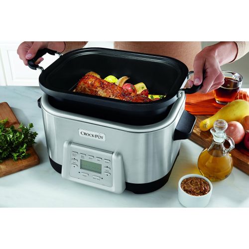  Crock-Pot 6-Quart 5-in-1 Multi-Cooker with Non-Stick Inner Pot, Stainless Steel