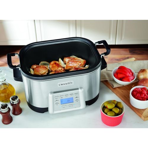  Crock-Pot 6-Quart 5-in-1 Multi-Cooker with Non-Stick Inner Pot, Stainless Steel