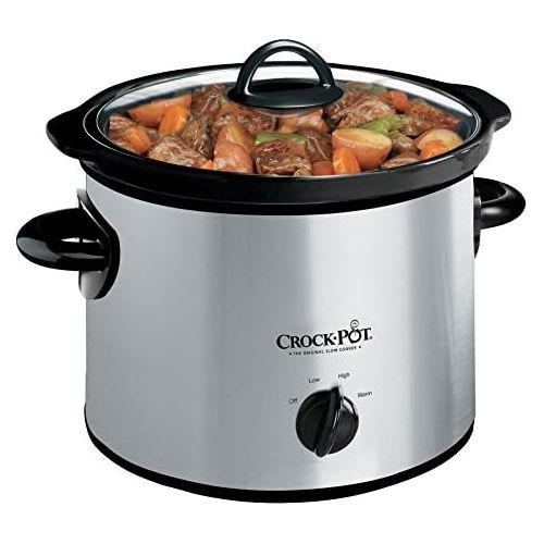  Crock-Pot 3-Quart Round Manual Slow Cooker, Stainless Steel and Black - SCR300-SS