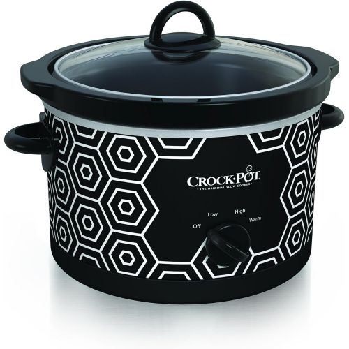  Crockpot Round Slow Cooker, 4.5 quart, Black & White Pattern (SCR450-HX)