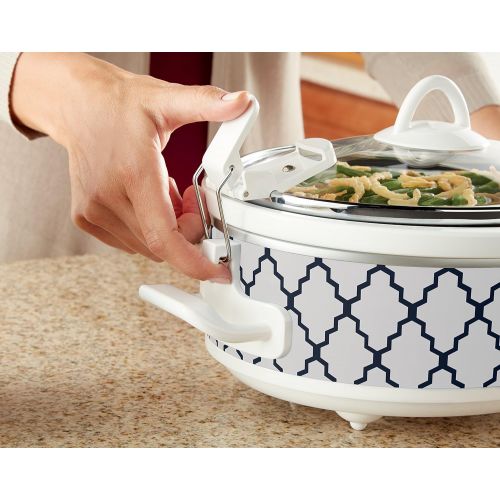  Crockpot 2.5-Quart Mini Casserole Crock Slow Cooker, White/Blue: Kitchen & Dining