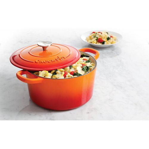  Crock Pot Artisan Round Enameled Cast Iron Dutch Oven, 5-Quart, Sunset Orange