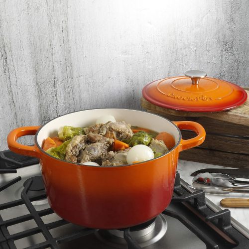  Crock Pot Artisan Round Enameled Cast Iron Dutch Oven, 5-Quart, Sunset Orange