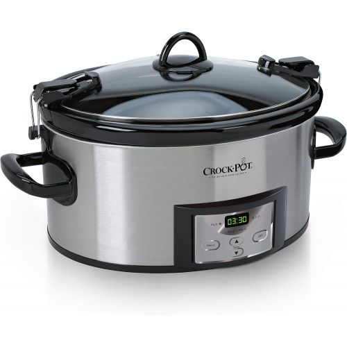  [아마존베스트]Crock-Pot SCCPVL610-S-A 6-Quart Cook & Carry Programmable Slow Cooker with Digital Timer, Stainless Steel