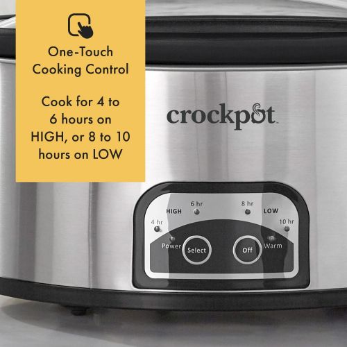  [아마존베스트]Crock Pot Smart Pot Slow Cooker with Easy to Clean Stoneware | Programmable Crock Pot | 6 quart | Stainless Steel