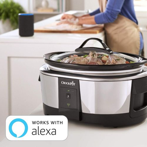 [아마존베스트]Crock-pot 2139005 6 Quart Slow Cooker Works with Alexa | Programmable Stainless Steel