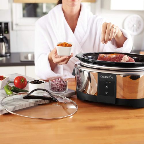  [아마존베스트]Crock-pot 2139005 6 Quart Slow Cooker Works with Alexa | Programmable Stainless Steel
