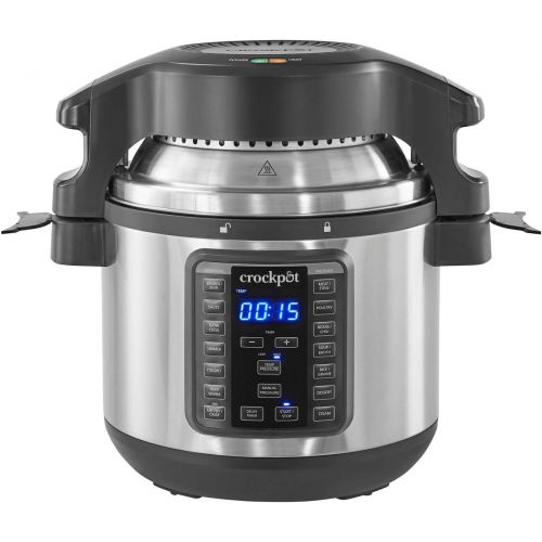  [아마존베스트]Crock-pot SCCPPA800-V1 Express Crisp 8-Quart Pressure Cooker Includes Air Fryer Lid, Stainless Steel