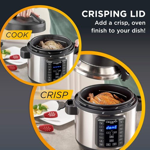  [아마존베스트]Crock-pot SCCPPA800-V1 Express Crisp 8-Quart Pressure Cooker Includes Air Fryer Lid, Stainless Steel