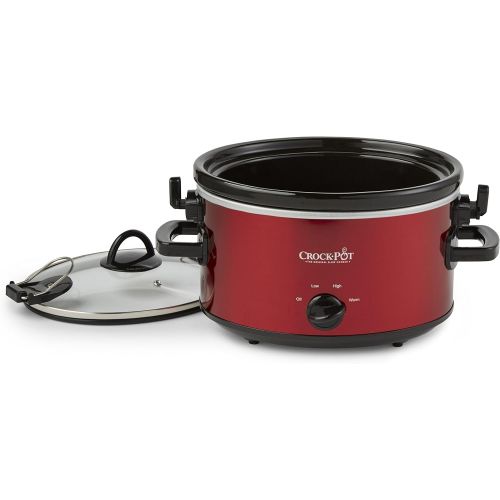  [아마존베스트]Crock-Pot 4-Quart Cook & Carry Oval Manual Slow Cooker, Red Stainless Steel