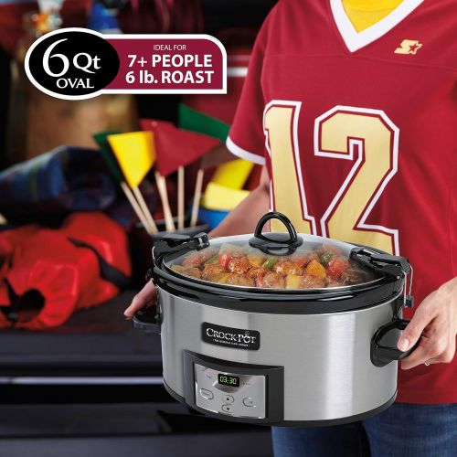  [아마존베스트]Crock-Pot SCCPVL610-S-A 6-Quart Cook & Carry Programmable Slow Cooker with Digital Timer, Stainless Steel