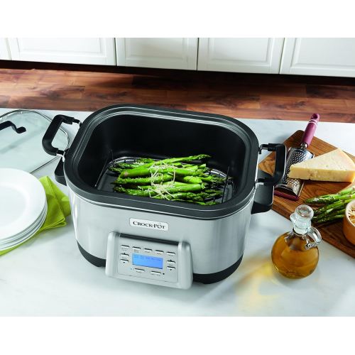  [아마존베스트]Crock-Pot 6-Quart 5-in-1 Multi-Cooker with Non-Stick Inner Pot, Stainless Steel