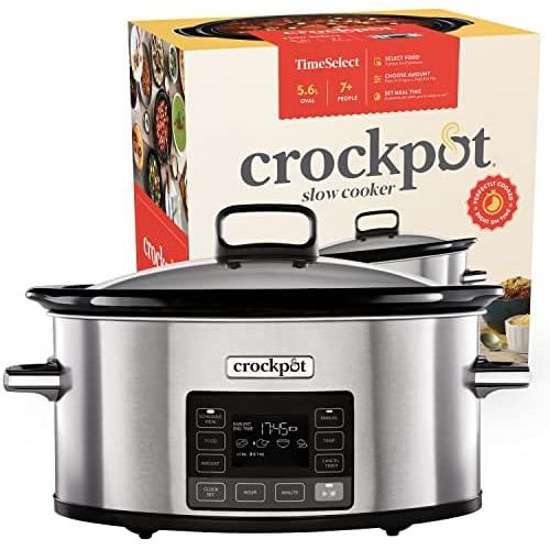  [아마존베스트]Crock-Pot TimeSelect Digital Slow Cooker | with Programmable Timer and Digital Display | 5.6L Capacity (for 7 People and More) | Keep Warm Function | Stainless Steel [CSC066X]