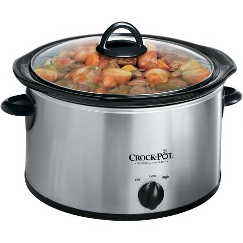 크록팟 Crock-Pot 3040-BC 4-Quart Round Manual Slow Cooker, Stainless Steel