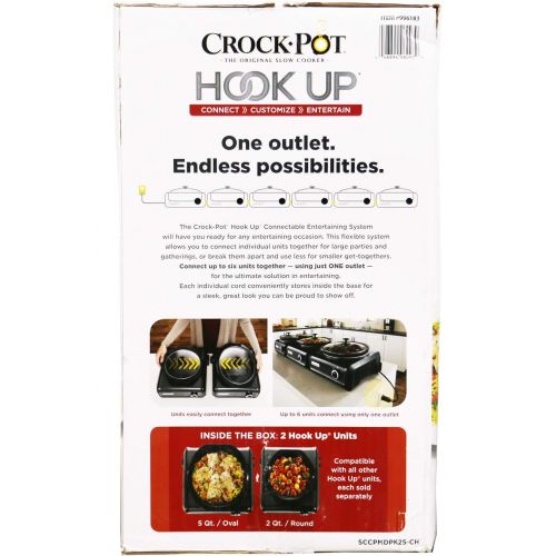 크록팟 Crock-Pot Crock Pot Hook Up Connectable 2Qt Round + 5Qt Oval Slow Cooker + 2 Serving Spoons