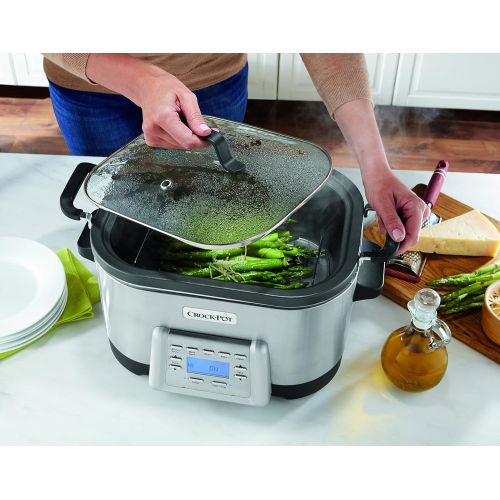 크록팟 Crock-Pot 6-Quart 5-in-1 Multi-Cooker with Non-Stick Inner Pot, Stainless Steel