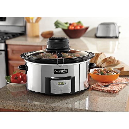 크록팟 Crock-Pot 6Qt Polished Stainless Oval Programmable Digital Slow Cooker wAuto Stir System SCCPVC600AS-P