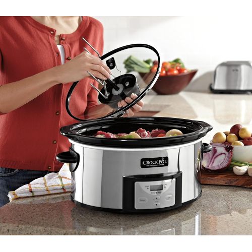 크록팟 Crock-Pot 6Qt Polished Stainless Oval Programmable Digital Slow Cooker wAuto Stir System SCCPVC600AS-P