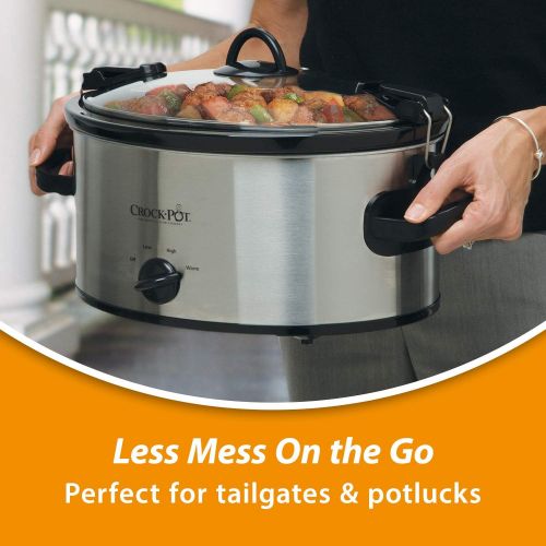 크록팟 Crock-Pot 6-Quart Cook & Carry Manual Portable Slow Cooker, Stainless Steel