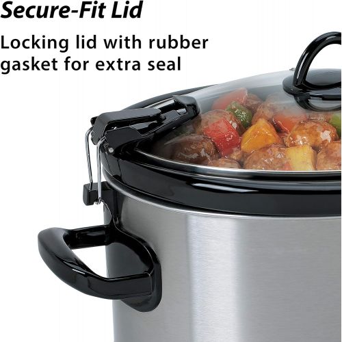 크록팟 Crock-Pot 6-Quart Cook & Carry Manual Portable Slow Cooker, Stainless Steel