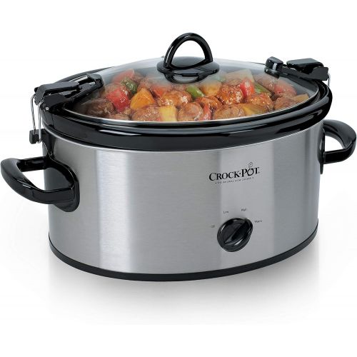 크록팟 Crock-Pot 6-Quart Cook & Carry Manual Portable Slow Cooker, Stainless Steel