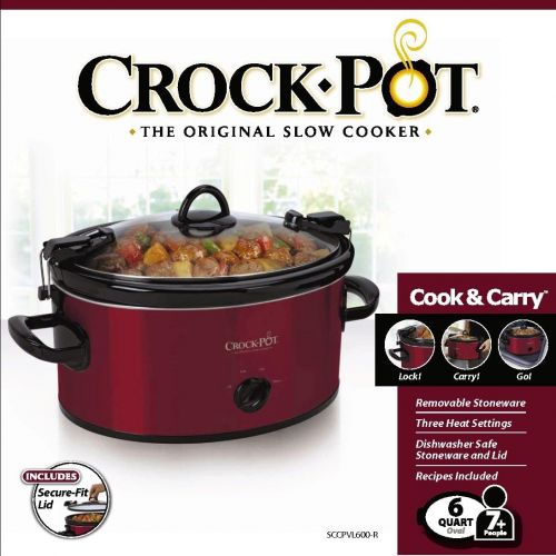 크록팟 Crock-Pot 6-Quart Cook & Carry Manual Portable Slow Cooker, Stainless Steel