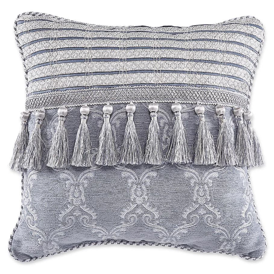  Croscill Seren Tassel Throw Pillow in Blue