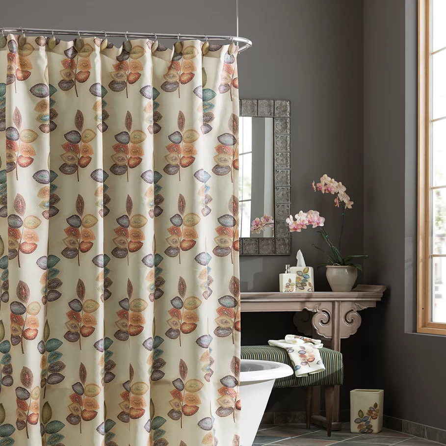 Croscill Mosaic Leaves Fabric Shower Curtain