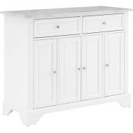 Crosley Furniture Avery Kitchen Island with Faux Marble Top, Distressed White