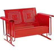 Crosley Furniture CO1024-RE Bates Retro Metal Outdoor Loveseat Glider, Bright Red Gloss